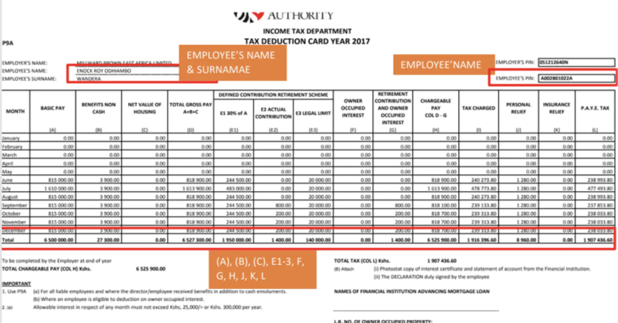 A p9 payroll form with the primary fields automatically detected